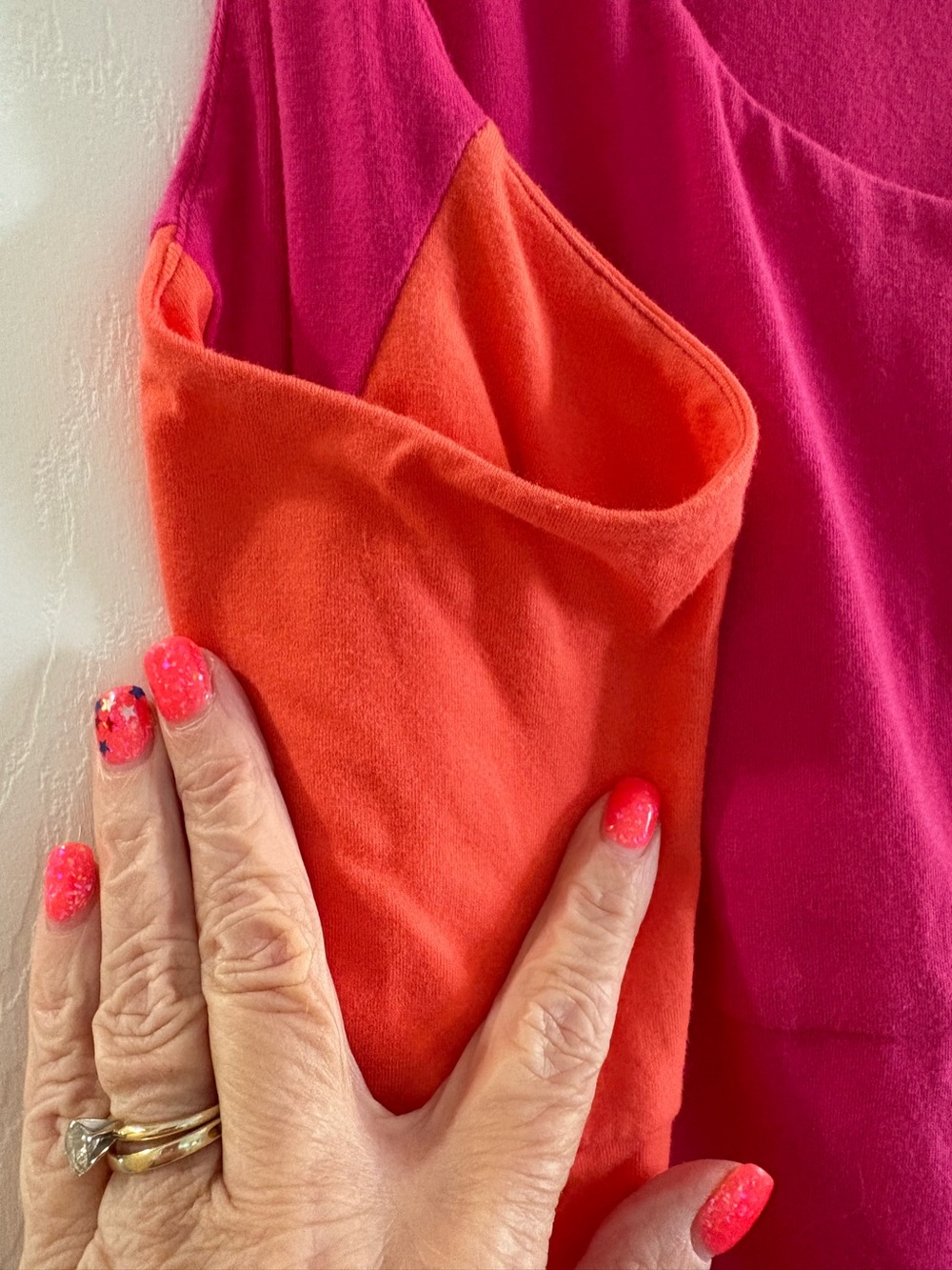 Tommy Bahama Sleeveless Colorblock Dress in Hot Pink & Coral XL - Picture 4 of 10